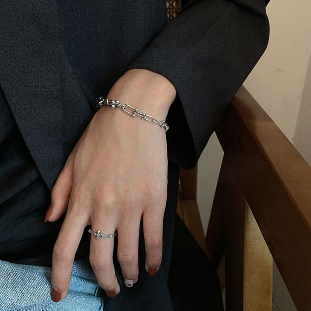 NEW 925 Sterling Silver Horseshoe Link Chain Bracelet - Picture 4 of 9